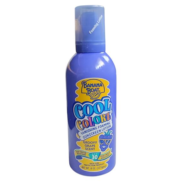 VTG 90s Banana Boat Cool Colorz Foaming Sunscreen 8‎ oz Groovy Grape 30 SPF Prop - Picture 1 of 3